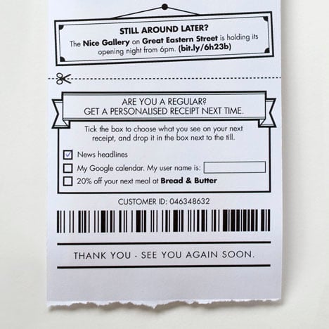 Receipt redesign by BERG