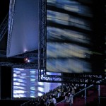 Seven screen pavilion by OMA for Kanye West