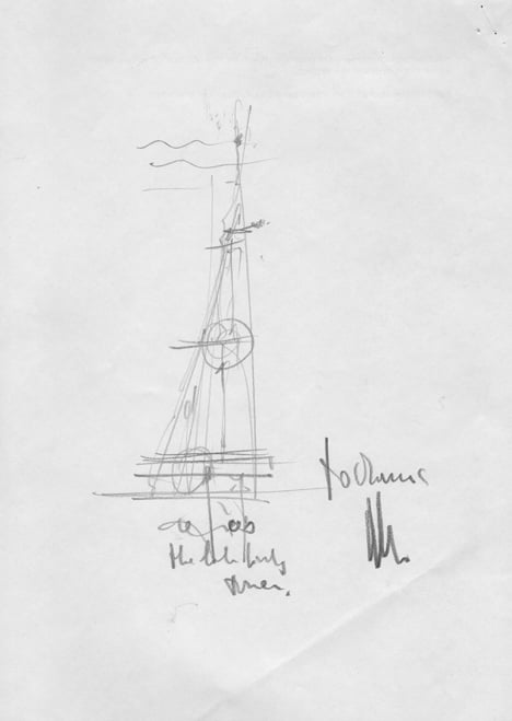 Sketch of The Shard by Renzo Piano