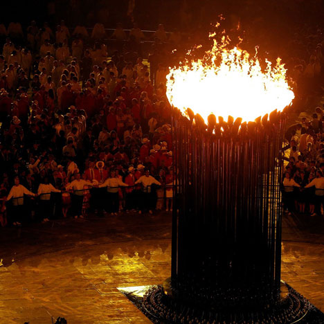 Heatherwick's cauldron during the London 2012 opening ceremony