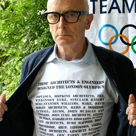 <b>...</b> London 2012 organisers, New London Architecture chair <b>Peter Murray</b> aims <b>...</b> - dezeen_Peter-Murray-Olympic-t-shirt-protest_3