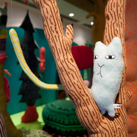 Knitted tree and creature by Donna Wilson for the Stepney Green Design Collection