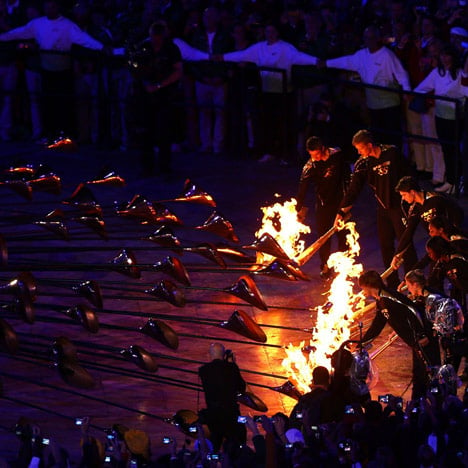 Heatherwick's cauldron during the London 2012 Olympics opening ceremony