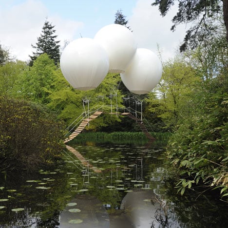 French artist Olivier Grossetête's temporary Pont de Singe was erected over a lake in Tatton Park, a historic estate in north-west England.