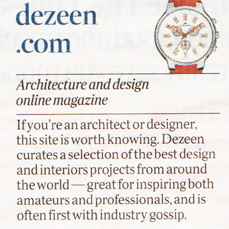 Dezeen in The Times' 50 top websites you can't live without