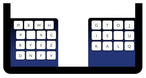 KALQ split-screen keyboard