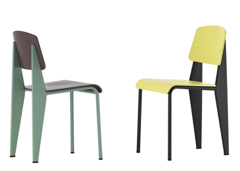 tandard Chair by Jean Prouve in new colours by hella Jongerius for Vitra at Salone
