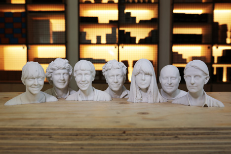 3D printed heads of the Print Shift team for Dezeen by Sample and Hold and Inition