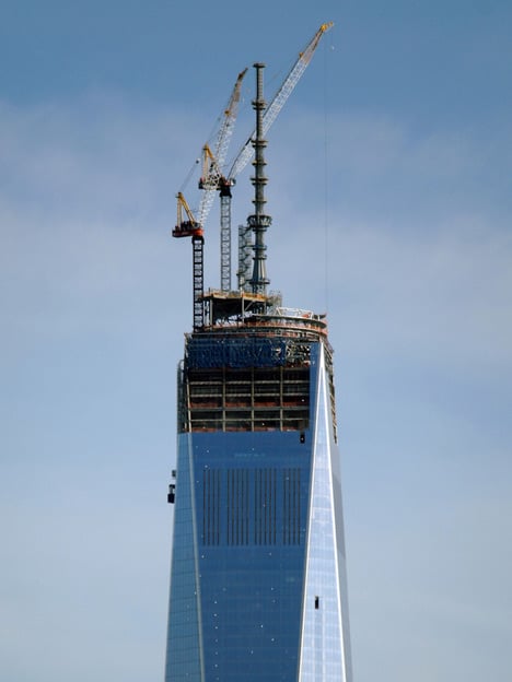 One World Trade Center tops out, photo by alecperkins