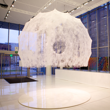 Silkworms and robot work together to weave Silk Pavilion