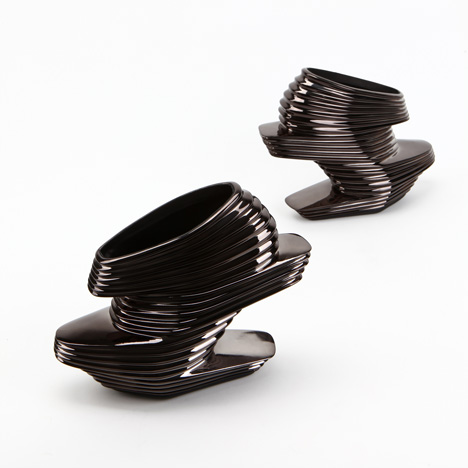 Black chrome Nova shoes by Zaha Hadid