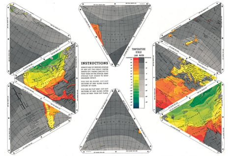Printable version of the Dymaxion Map featured in Life magazine