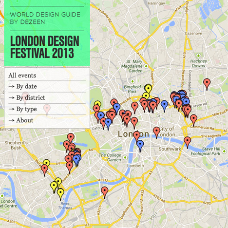 Dezeen's World Design Guide map of the London Design Festival 2013