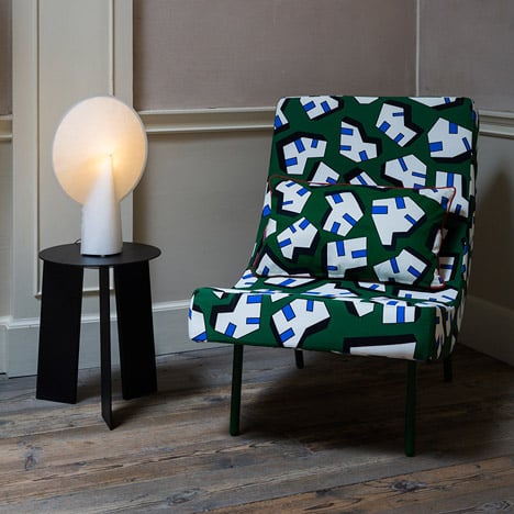 Nathalie Du Pasquier's textile designs cover a chair by Hay