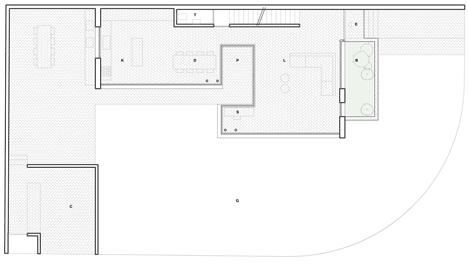 Ground floor plan of EJ House by Paritzki & Liani Architects