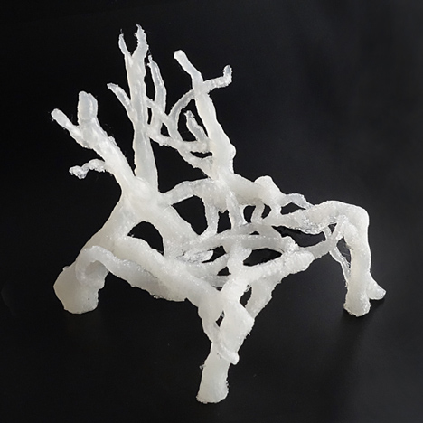 Scale model of 3D-printed Mycelium Chair by Eric Klarenbeek