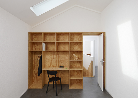 Apartment interiors with boxy wooden furniture by Big-Game