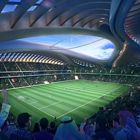 Zaha Hadid's yonic stadium for Qatar 2022 FIFA World Cup