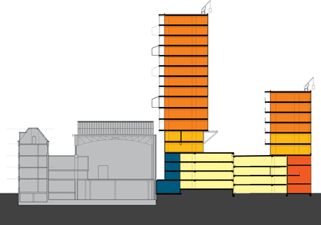 Schiecentrale 4b tower with protruding storage by Mei Architecten en Stedenbouwers