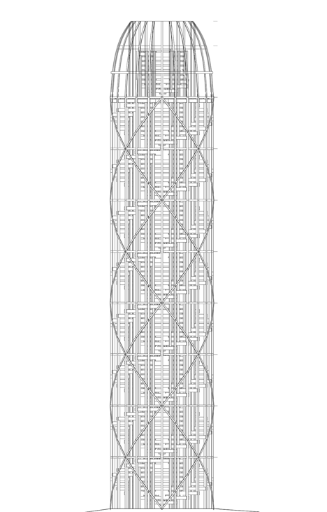 Timber observation tower shaped like a cucumber by Mjölk Architekti
