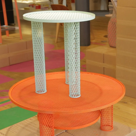 Net tables by Benjamin Hubert for Moroso on show at Aram Store, London