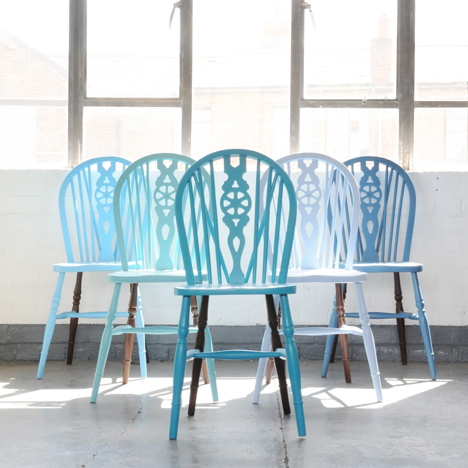 Blue wooden chairs to be exhibited at Interiors UK 2014