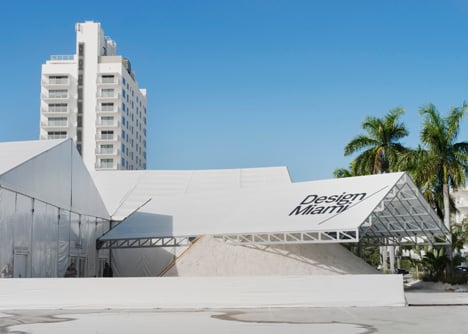 Roof over a pile of sand forms entrance to Design Miami 2013