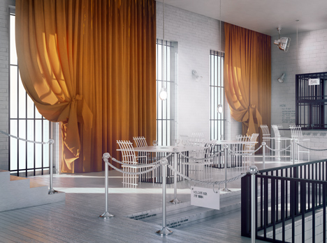 Poczekalnia restaurant imagined like a prison by Karina Wiciak