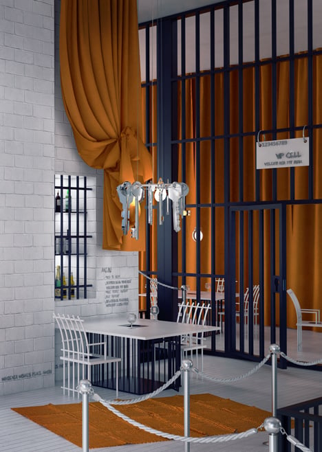 Poczekalnia restaurant imagined like a prison by Karina Wiciak
