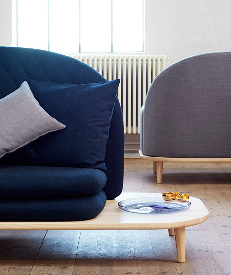Base of Rise sofa by Note Design Studio extends to form a side table