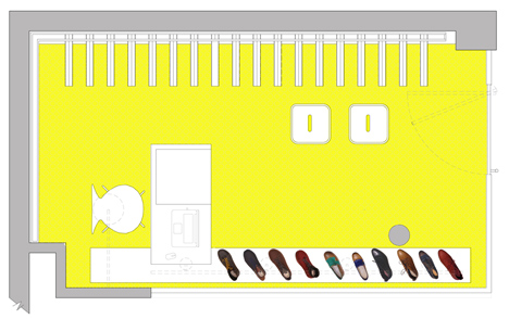 Shop floor plan of Bestias XX shop interior by Move Architects