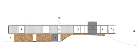 North west elevation of Coastal concrete house on a red sandstone base by ShedKM