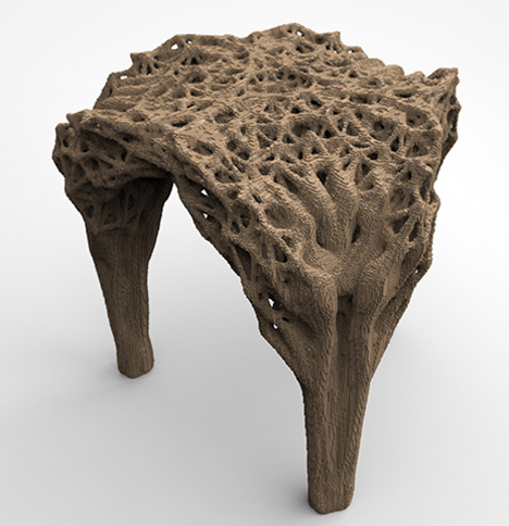 Daniel Widrig uses DIY 3D printing process to produce pixellated stool