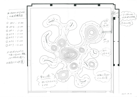 Design concept diagram three of Foam installation by Kohei Nawa