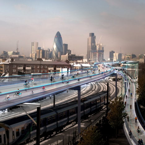 Foster promotes Skycycle "cycling utopia" above London's railways