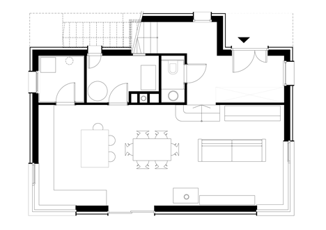 Ground floor plan of House in the woods in Hungary built in two days by T2.a Architects