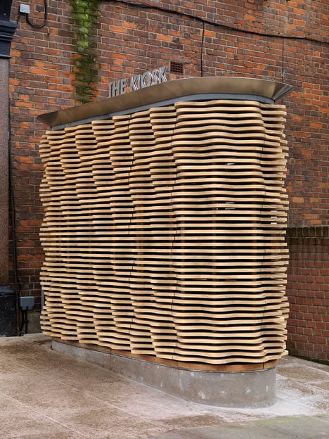 London flower kiosk with a wavy timber exterior by Buchanan Partnership