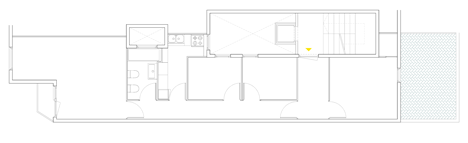Original floor plan of Nook Architects add patterned floor tiles and window seat to Barcelona apartment renovation
