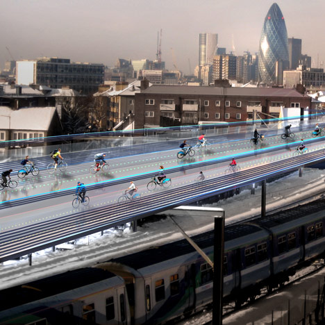 Norman Foster cycling utopia above London railways