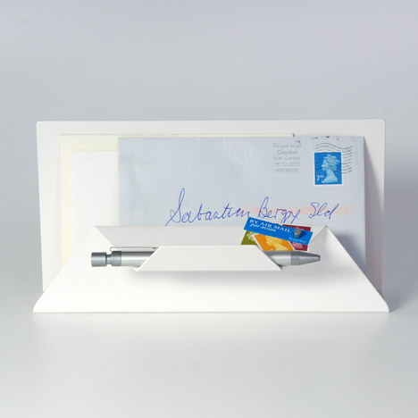 Sebastian Bergne folds metal sheet into Post Point letter holder