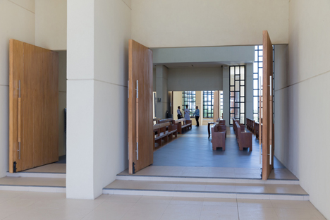 CAZA's 100 Walls Church is surrounded by staggered walls and partitions