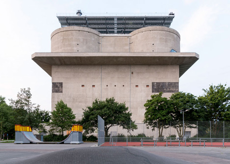 Abandoned concrete bunker converted into a green power plant