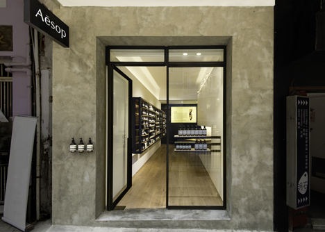 Aesop's new Hollywood Road store features pale oak, copper and blackened steel