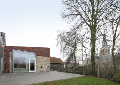 Community Centre Westvleteren by Atelier Tom Vanhee contrasts old and new bricks