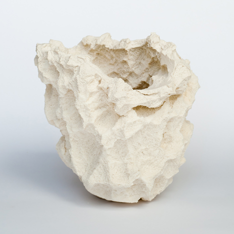 Else vases by Michal Fargo moulded from torn foam blocks