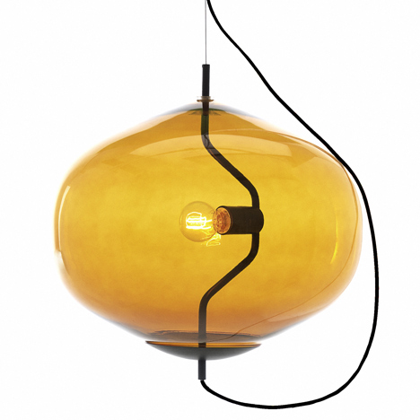 Fondue lamp shaped like a cheese-melting pot by Luca Nichetto