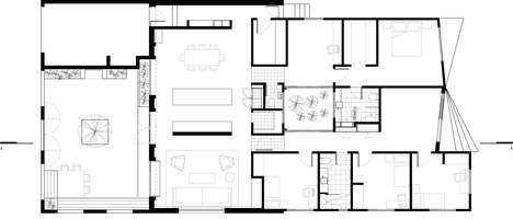 Floor plan of Melbourne house by MRTN Architects features courtyard with window-like apertures
