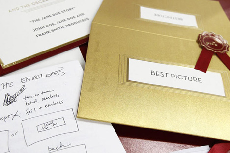 New Oscars visual identity used on awards envelopes_dezeen