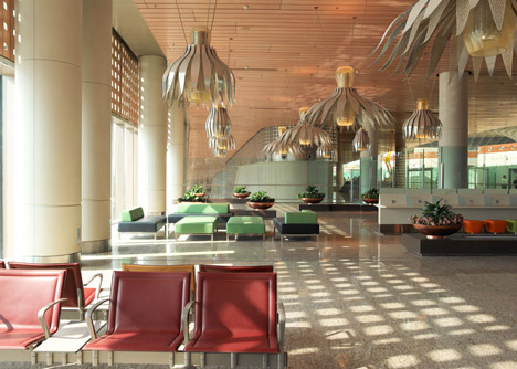 Mumbai airport terminal with coffered canopy