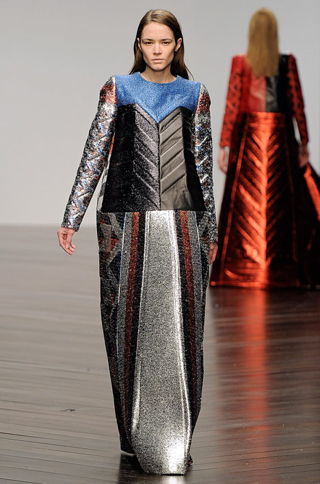 Sadie Williams Totemic metallic neoprene fashion collection_dezeen_8